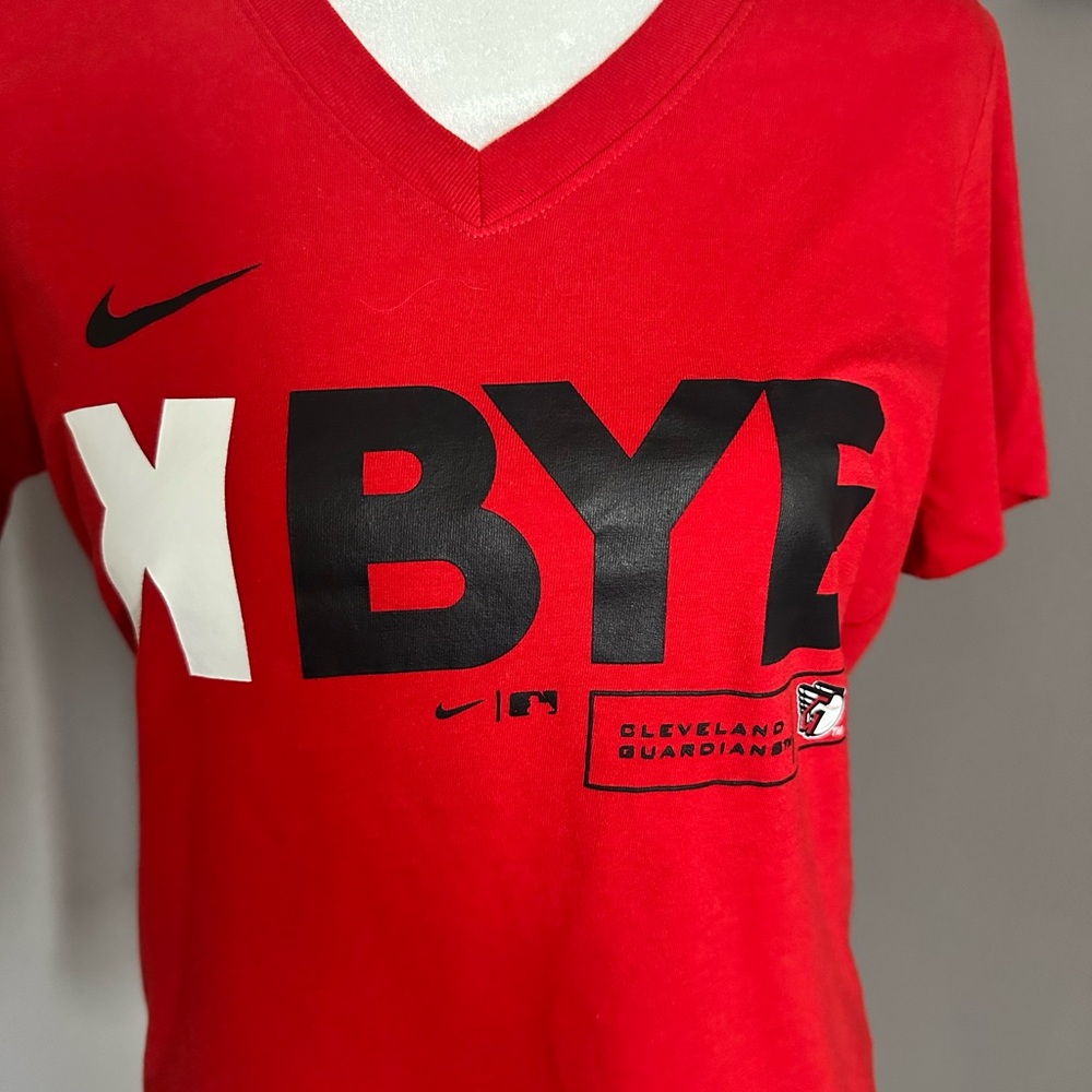 Women's Cleveland Guardians Red Nike K-Bye Tri-Blend V-Neck T-Shirt W/ FREE HAT